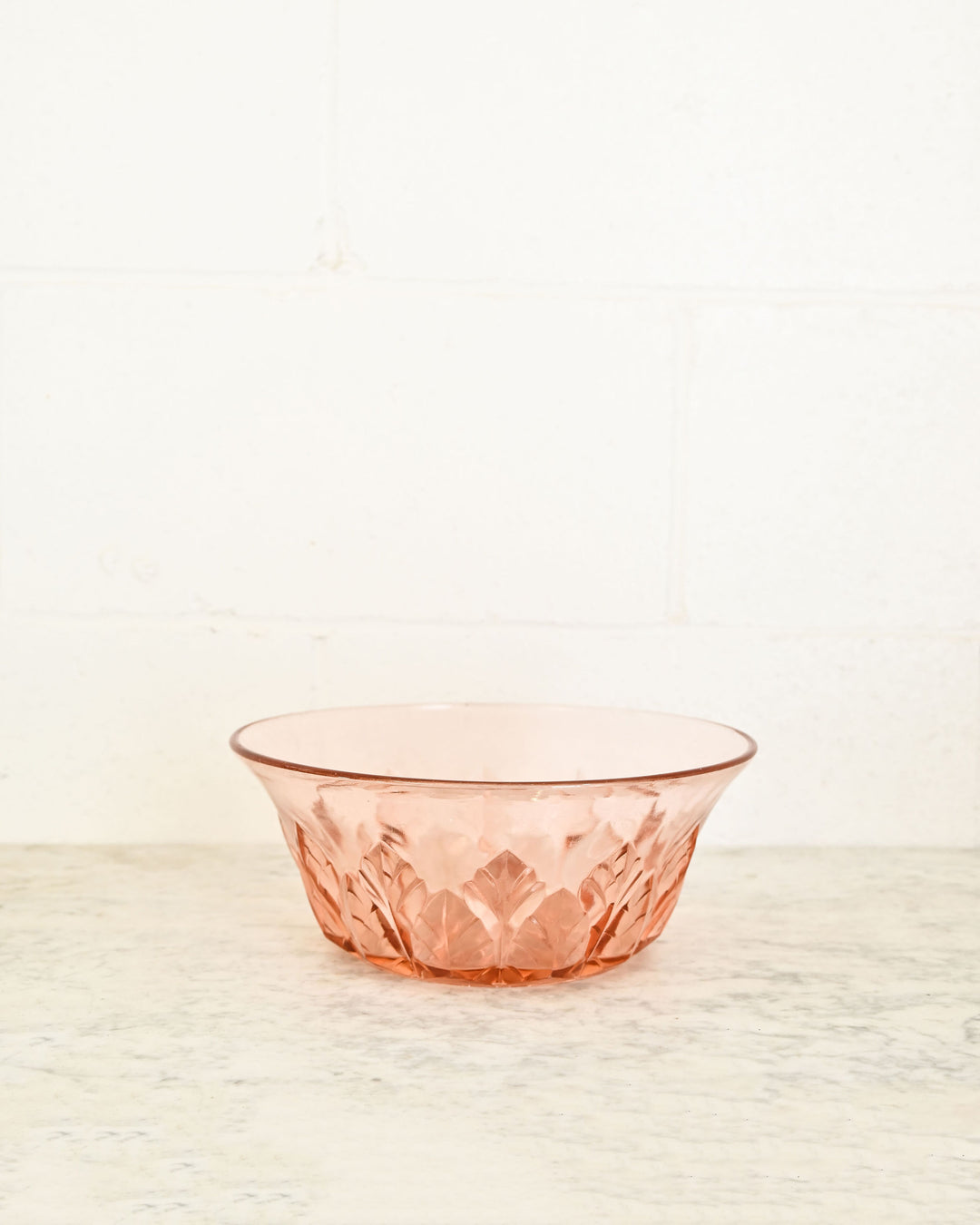 vintage french cut glass pink bowl