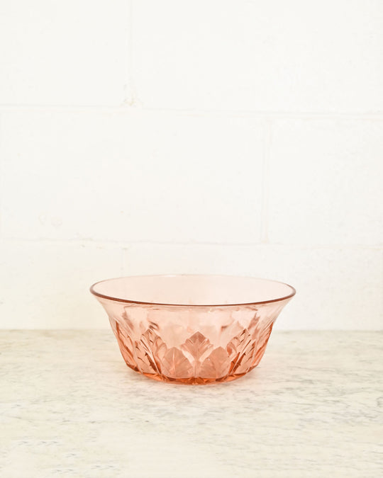 vintage french cut glass pink bowl