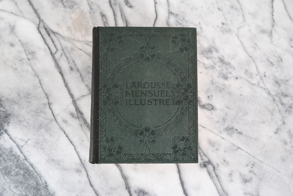 antique french leather bound "larousse mensuel illustre 1923-1925"