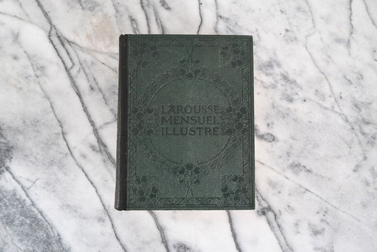 antique french leather bound "larousse mensuel illustre 1923-1925"