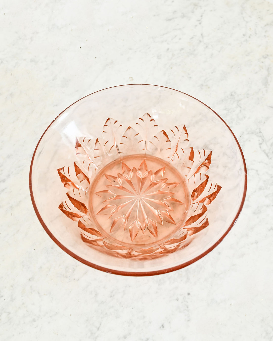 vintage french cut glass pink bowl