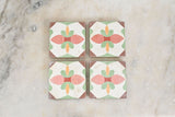 vintage french hand painted ceramic tiles, set of 3