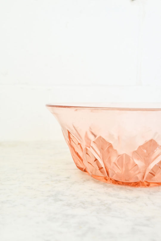 vintage french cut glass pink bowl