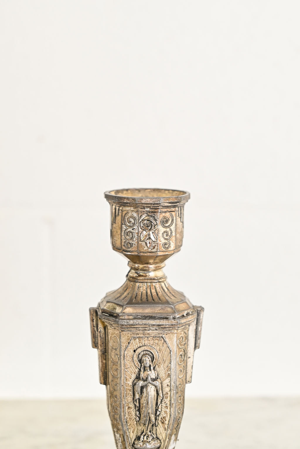 pair of 1970s French tinplate candlesticks
