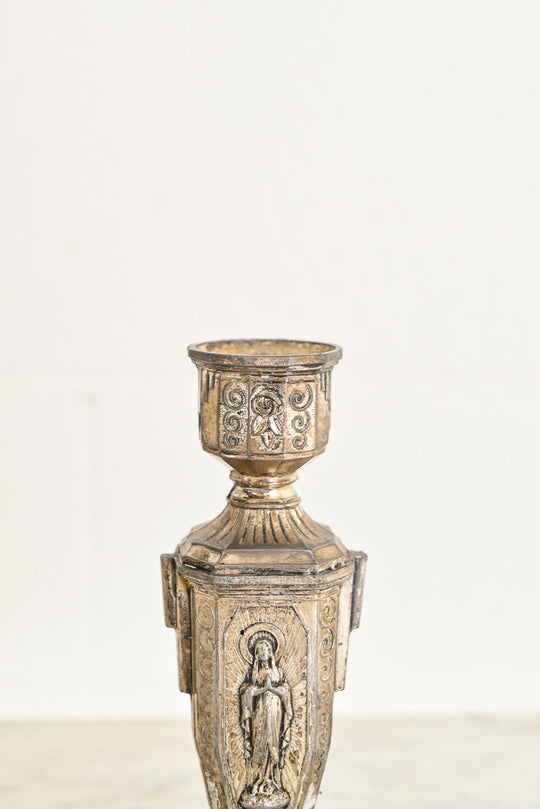 pair of 1970s French tinplate candlesticks