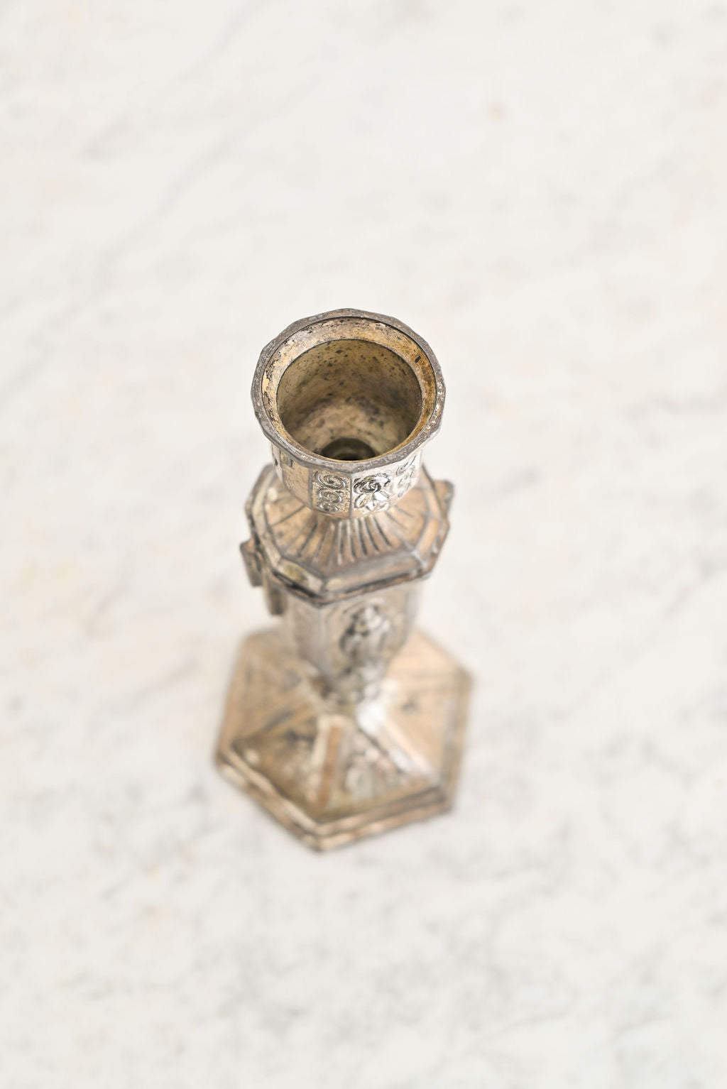 pair of 1970s French tinplate candlesticks