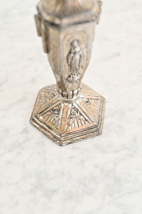 pair of 1970s French tinplate candlesticks