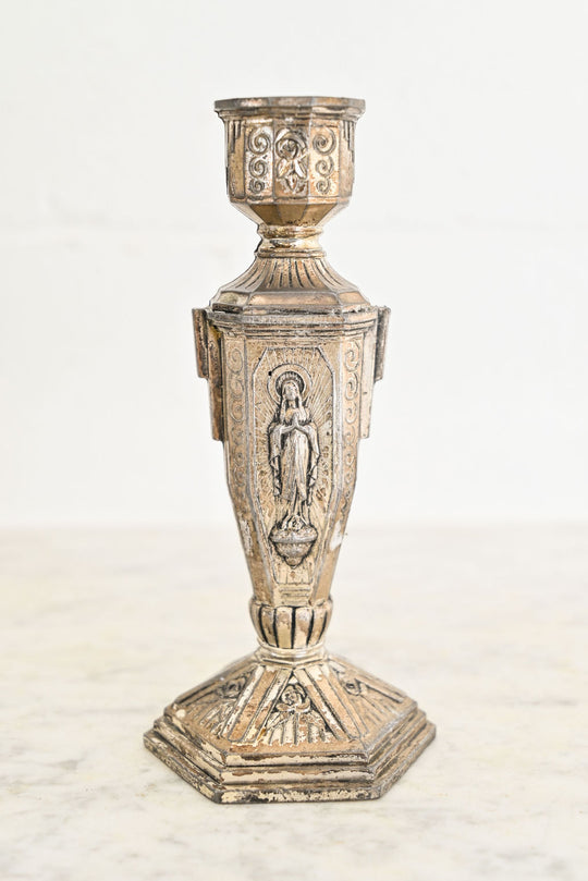 pair of 1970s French tinplate candlesticks