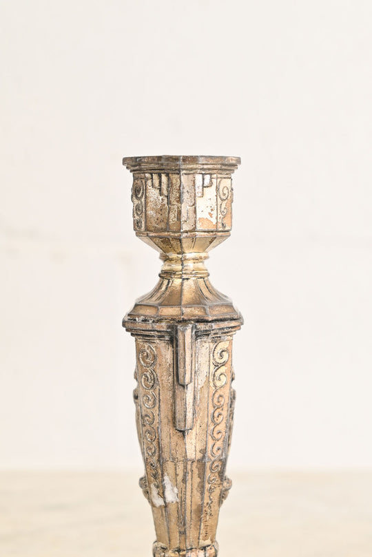 pair of 1970s French tinplate candlesticks