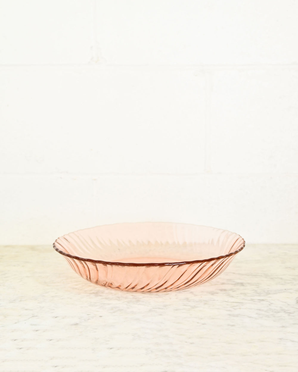 vintage french pink glass serving bowl