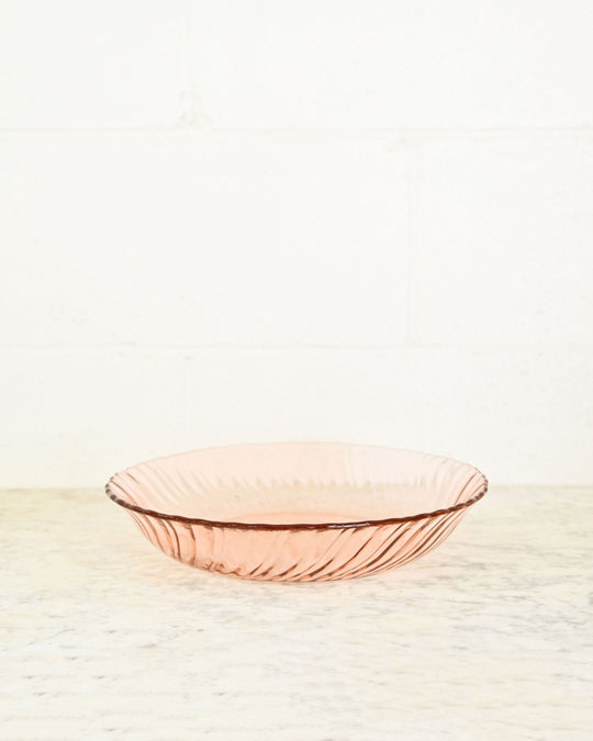 vintage french pink glass serving bowl