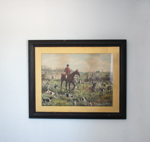 large antique hunting print