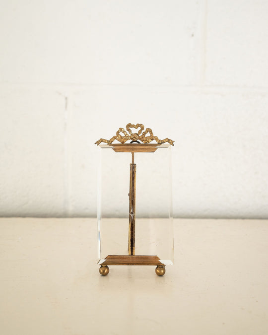 vintage french ormolu and beveled glass floating frame