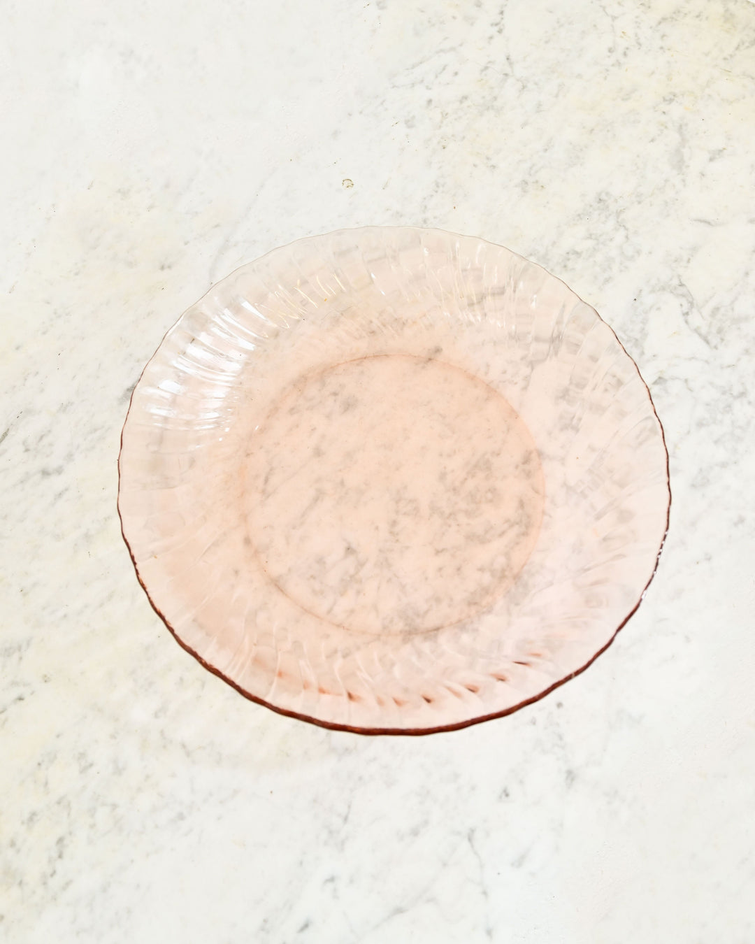 vintage french pink glass serving bowl