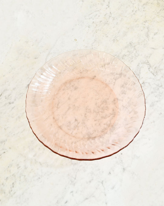 vintage french pink glass serving bowl