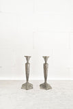 pair of vintage repousse silver plate candlesticks