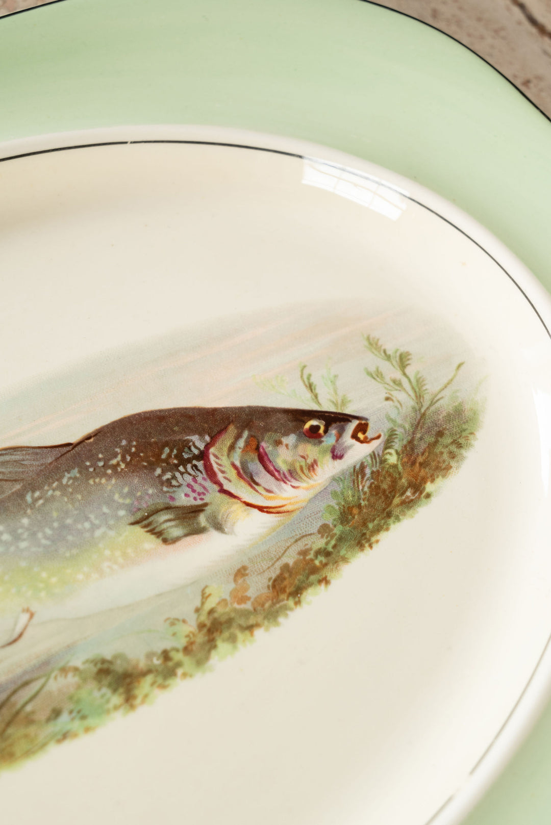 1930s wood's ivoryware fish plate service