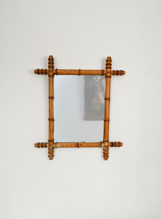 vintage French faux bamboo mirror