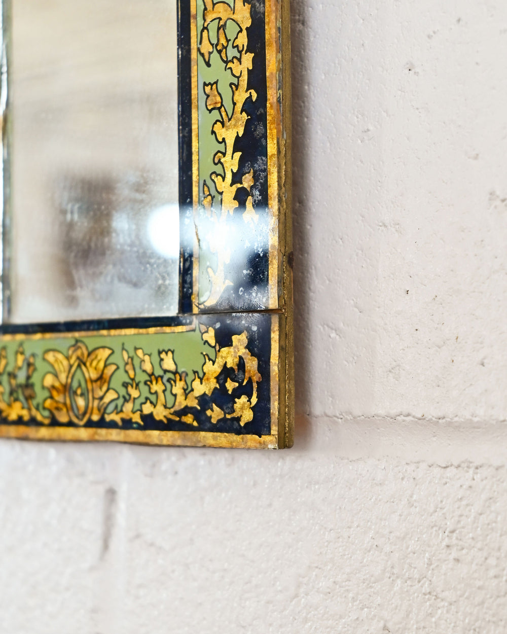 vintage french eglomisé reverse painted mirror