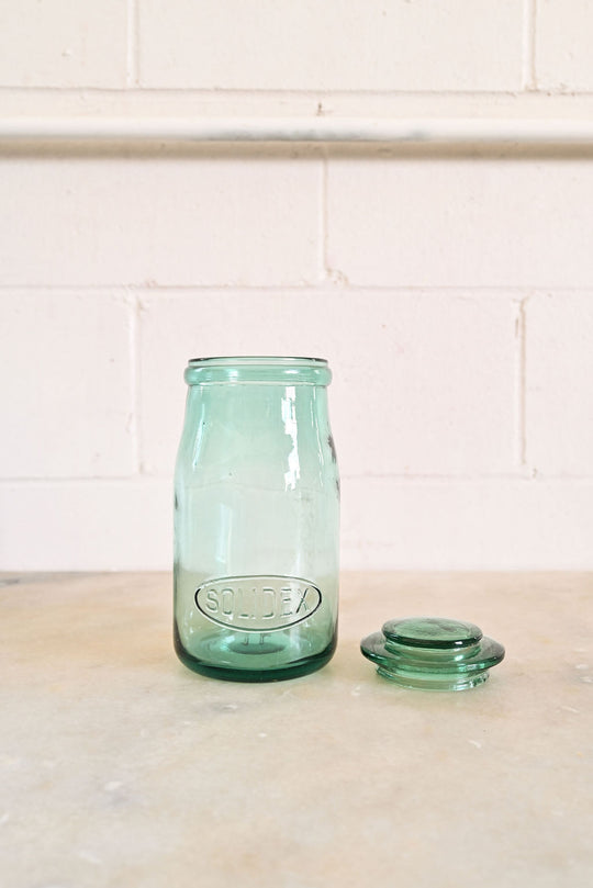 vintage french Solidex green canning jar