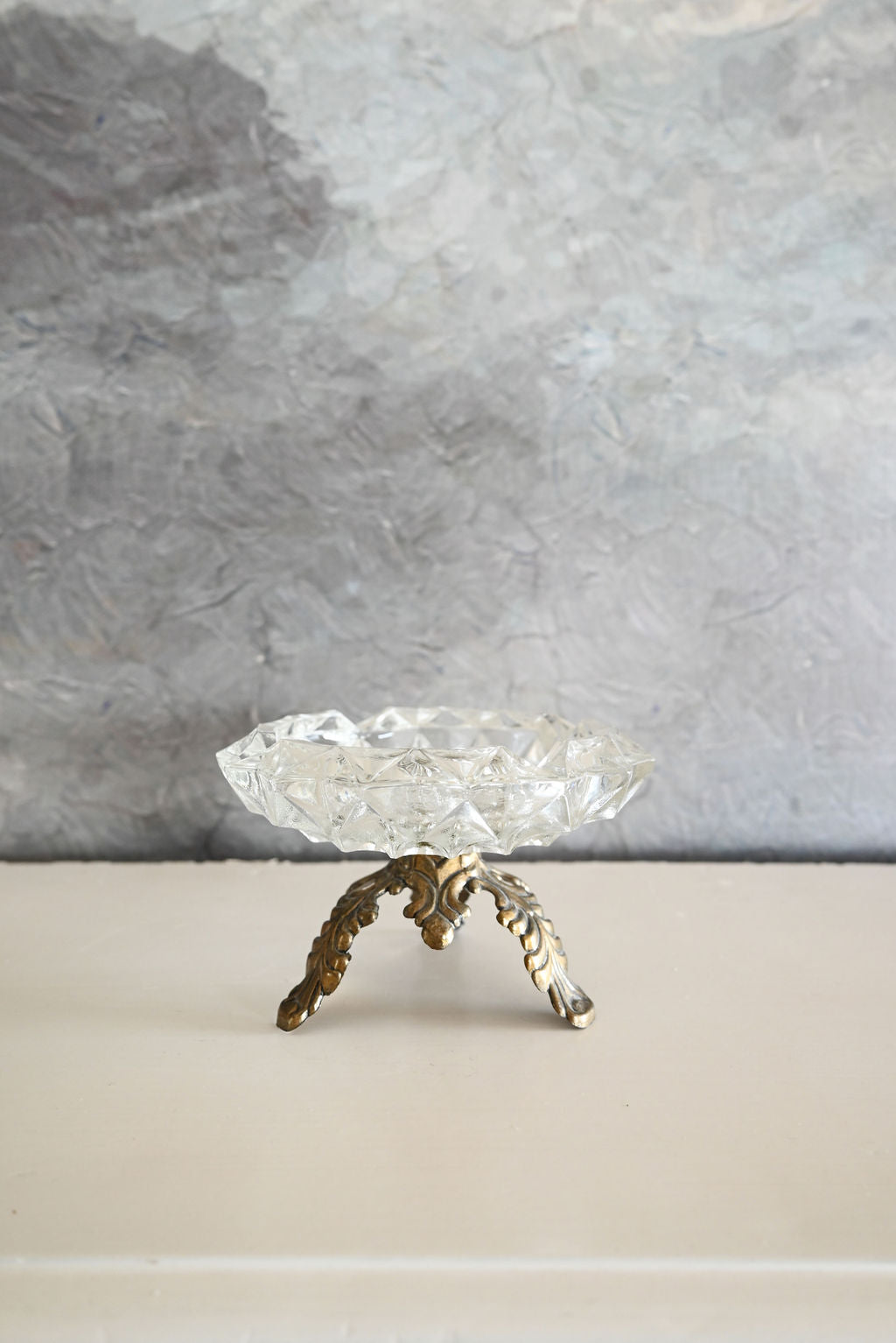 vintage italian brass footed crystal dish