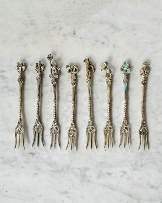 Silver Plated Italian Masonic Forks, set of 8