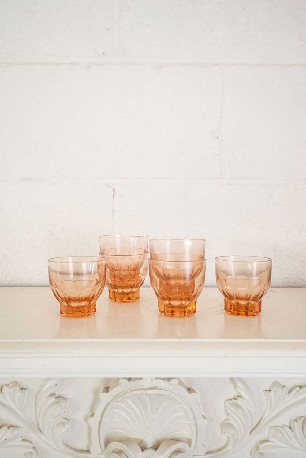 vintage french etched pink glass decanter set