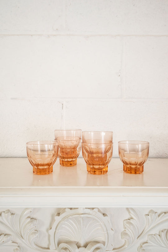 vintage french etched pink glass decanter set