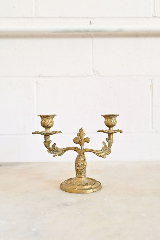 art nouveau french double arm solid brass candelabra