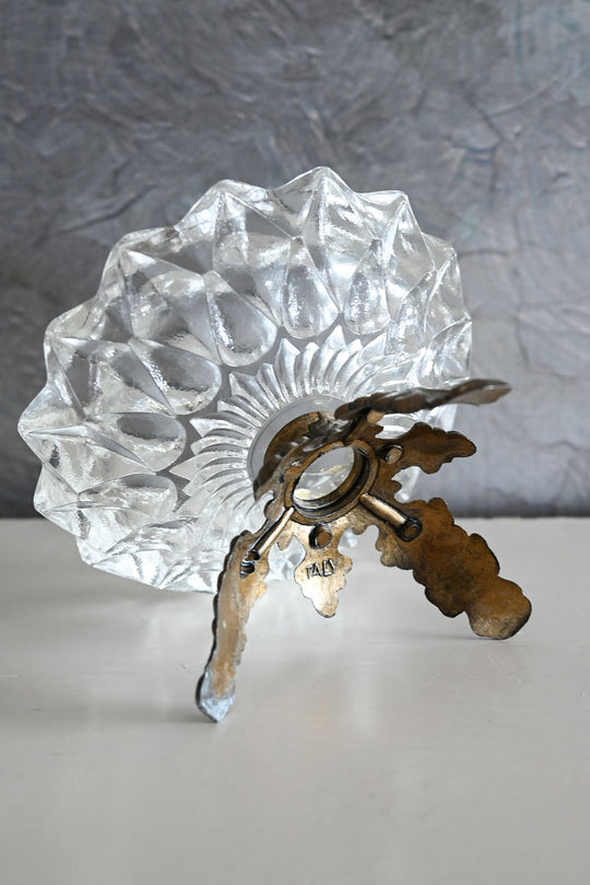 vintage italian brass footed crystal dish