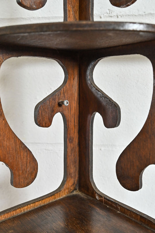 vintage carved wood corner shelf