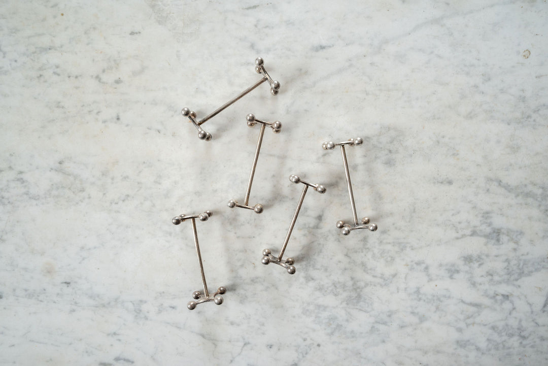 vintage french silver plate knife rests, set of 5