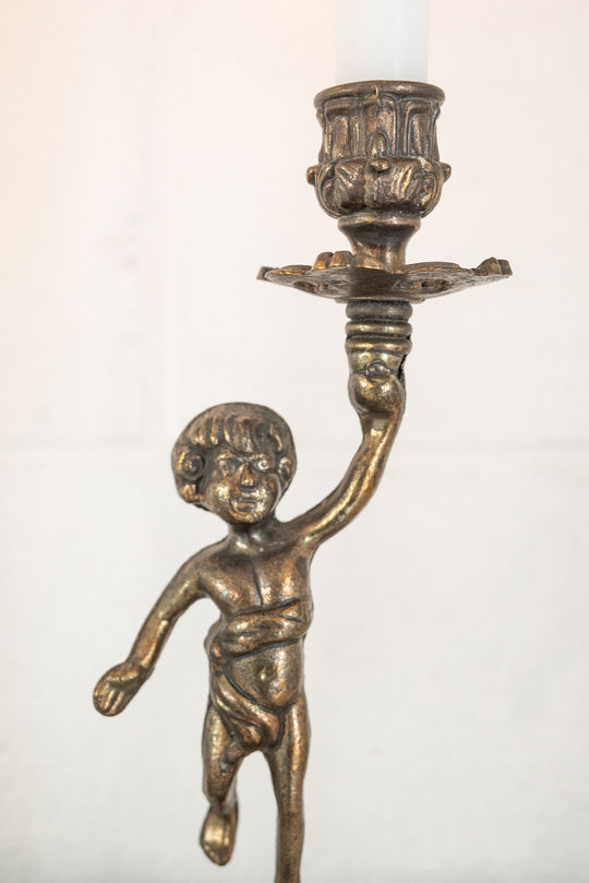 pair of vintage french gilt ormolu candlesticks