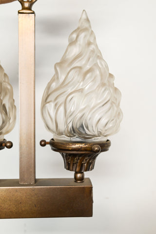 vintage art deco flame double light pendant