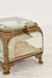 antique French beveled glass and ormolu bijoux casket