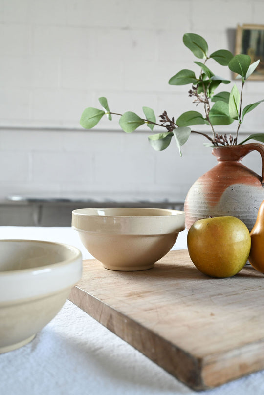 pair of vintage french digoin cream coloured bowls