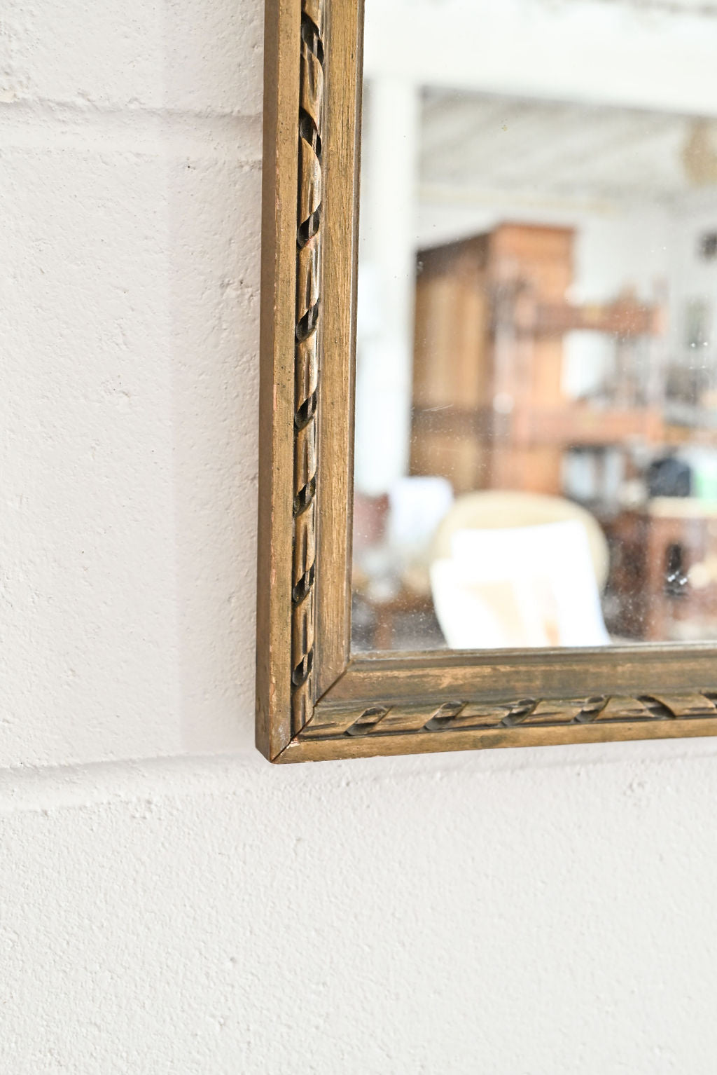 vintage French arched wood mirror