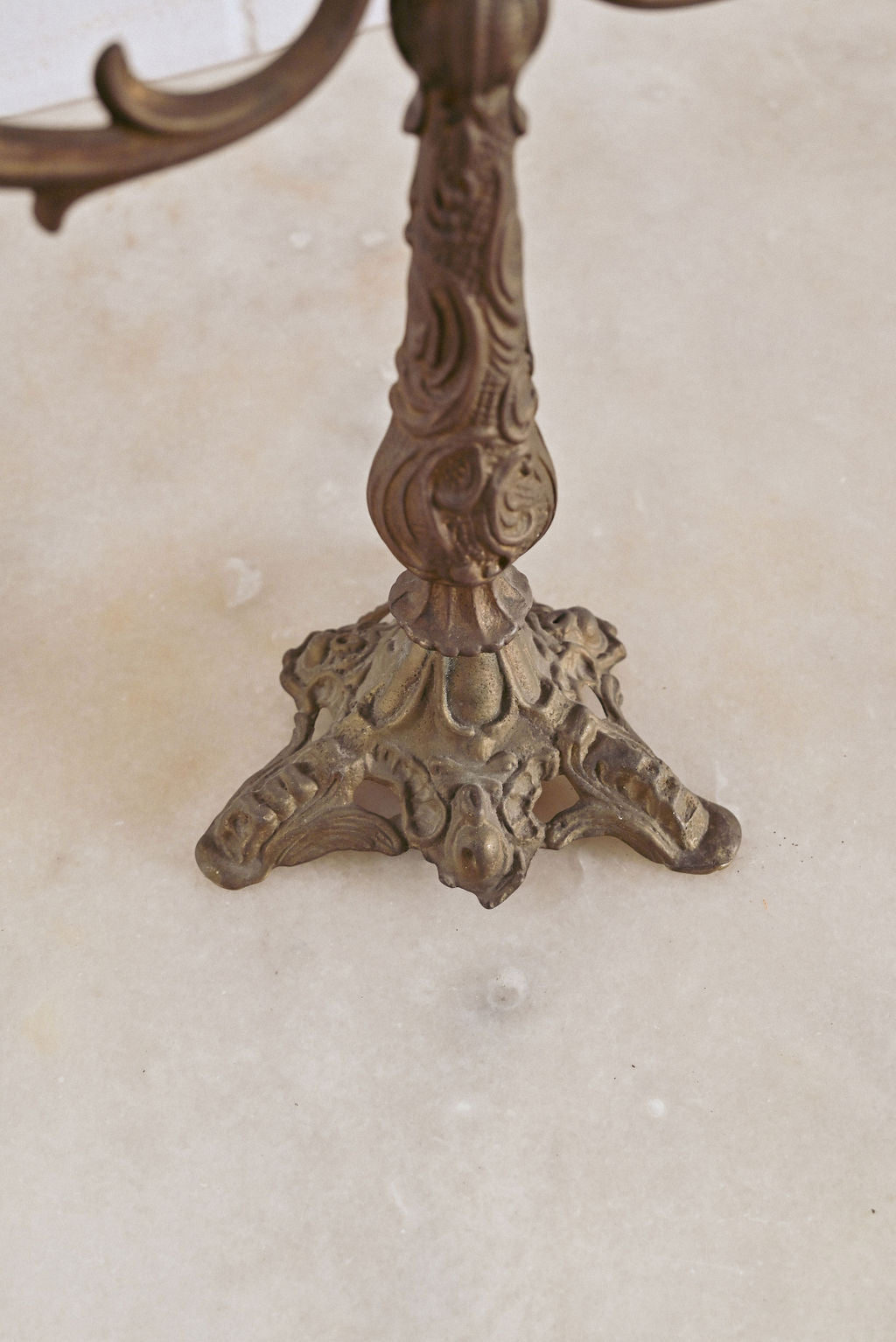 pair of vintage french cast metal candelabras