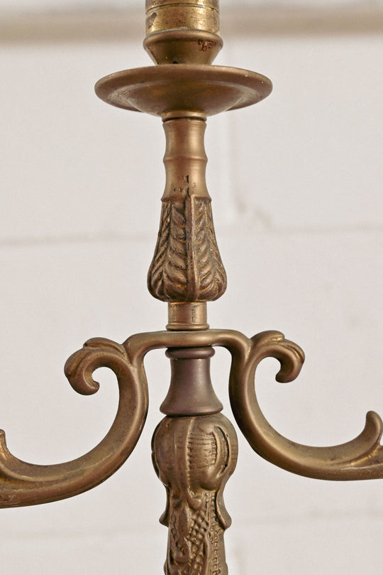 pair of vintage french cast metal candelabras