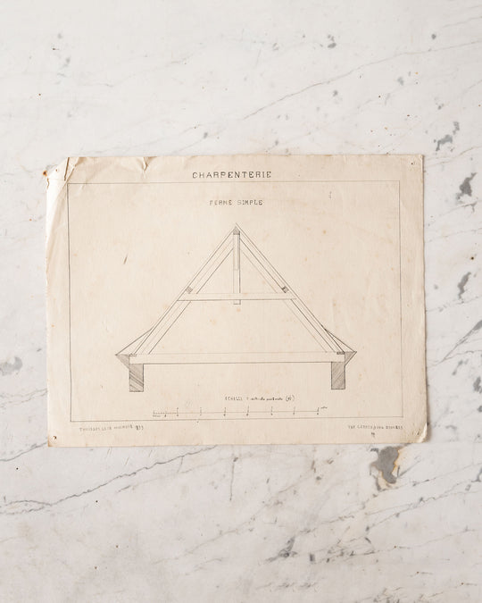 pair of antique french architectural drawings