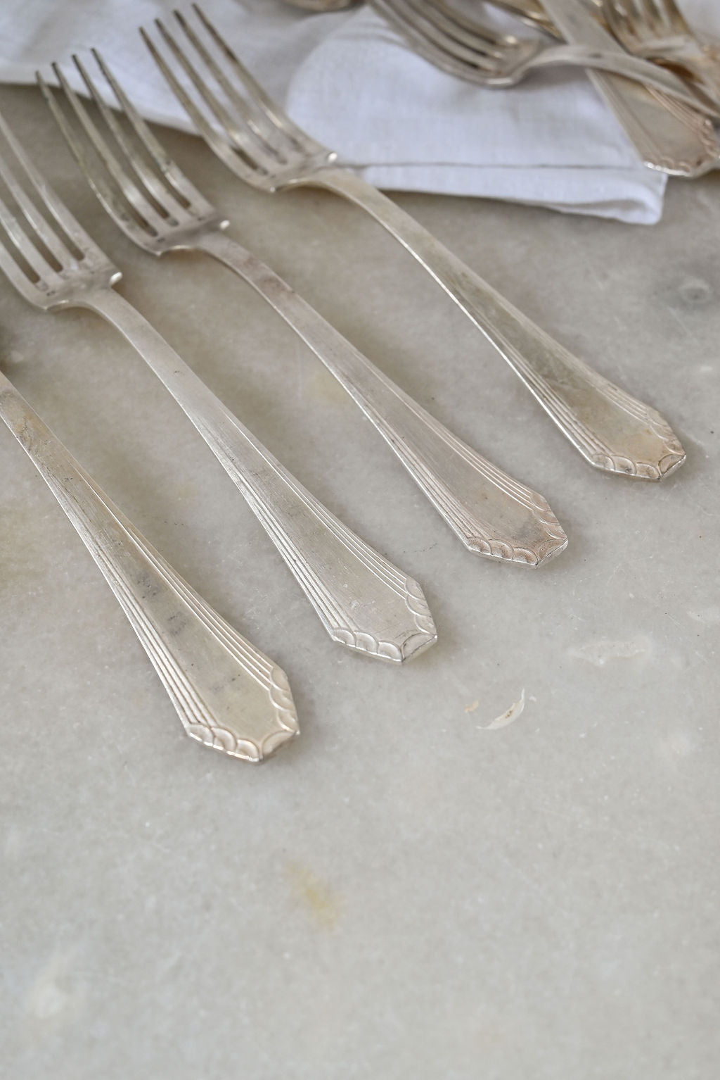 vintage french silverplate forks, set of 12