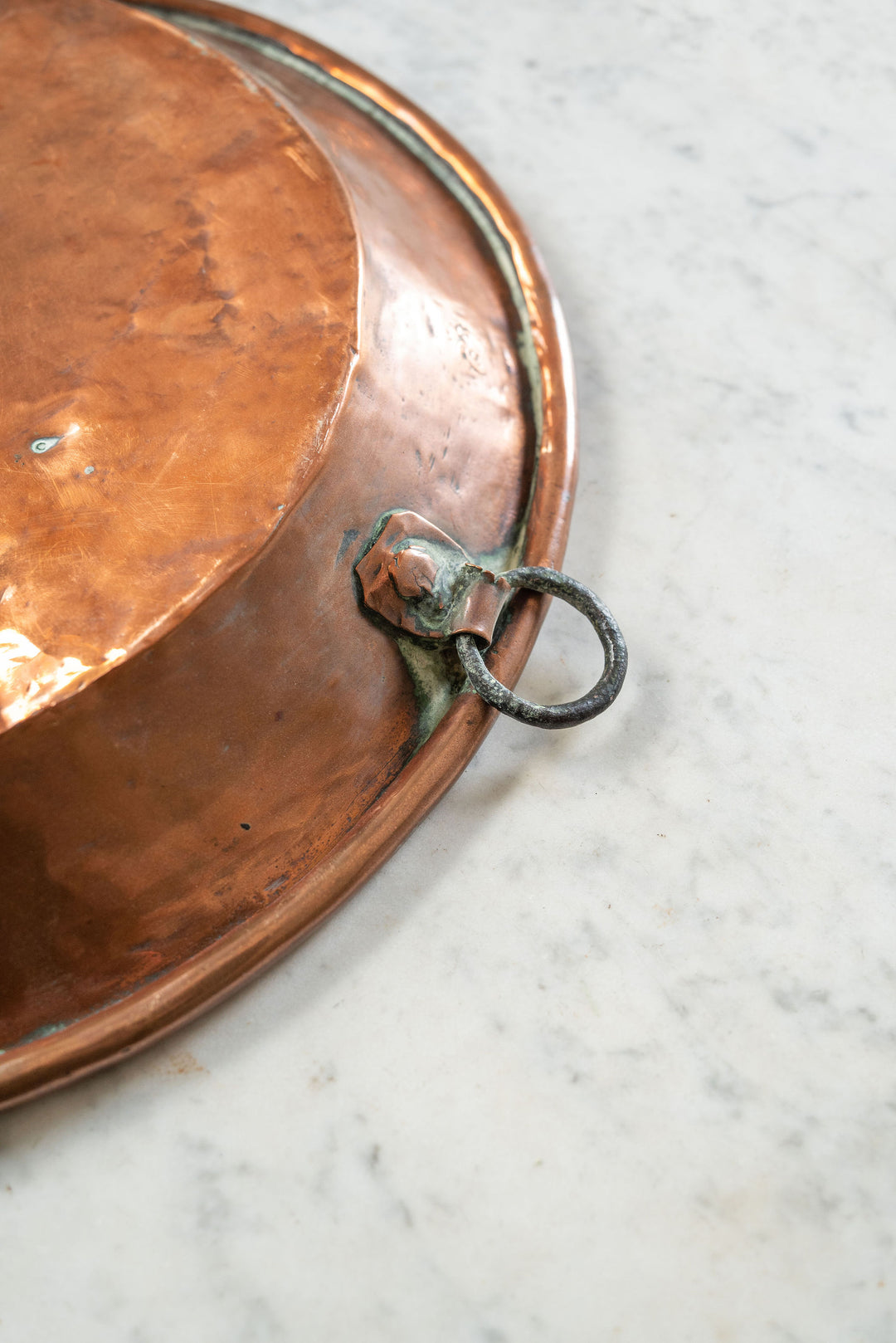 antique french hand forged copper pan
