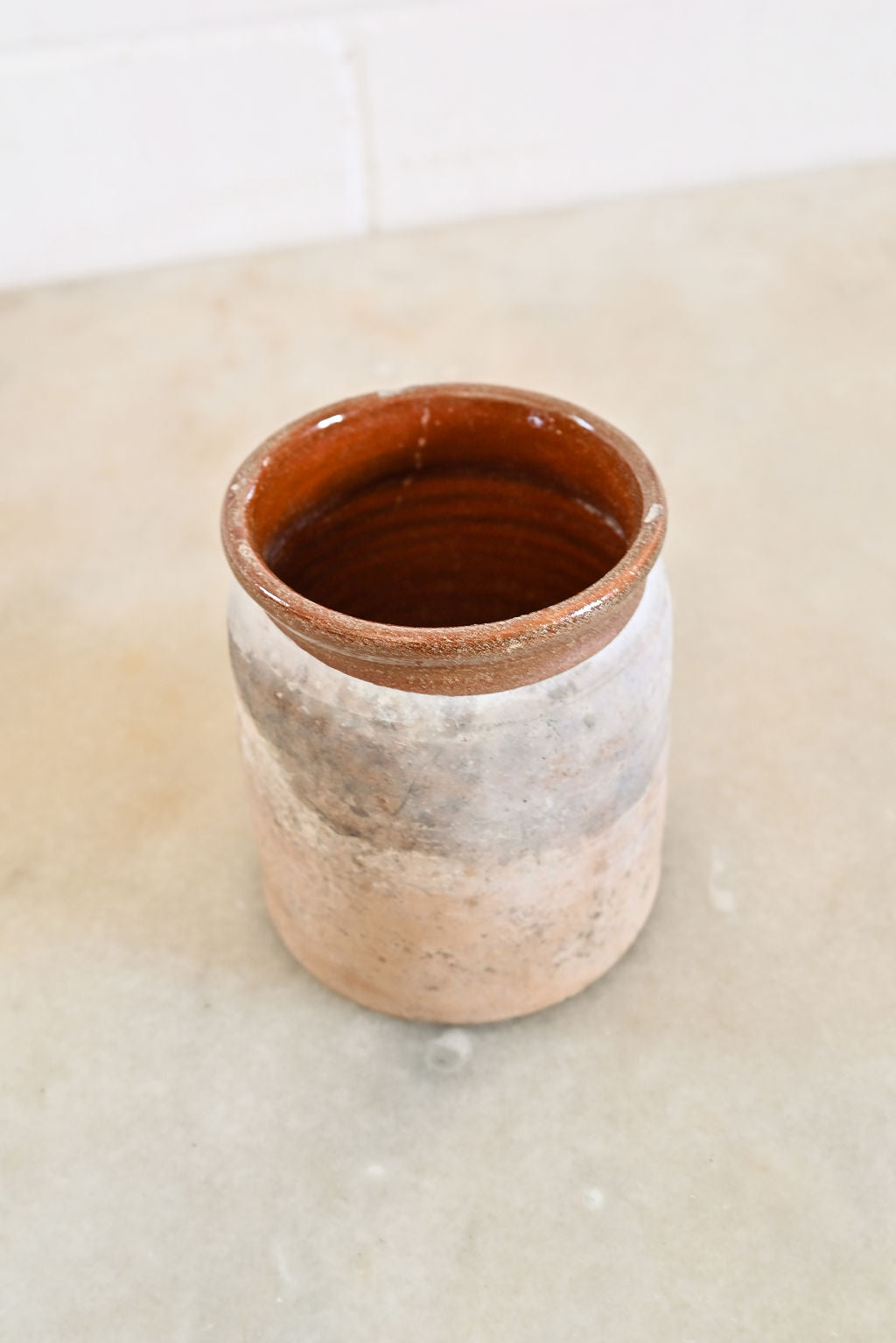 pair of antique french demiglaze terracotta pots