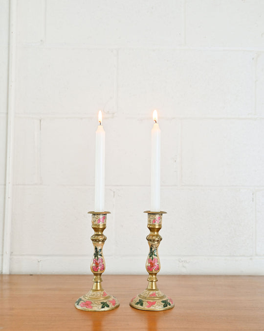 vintage french cloisonné candlesticks