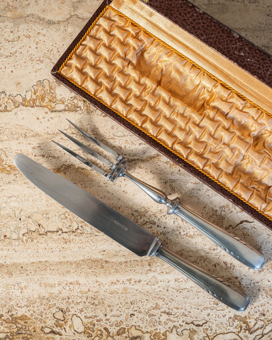 vintage french Ercuis silver carving set