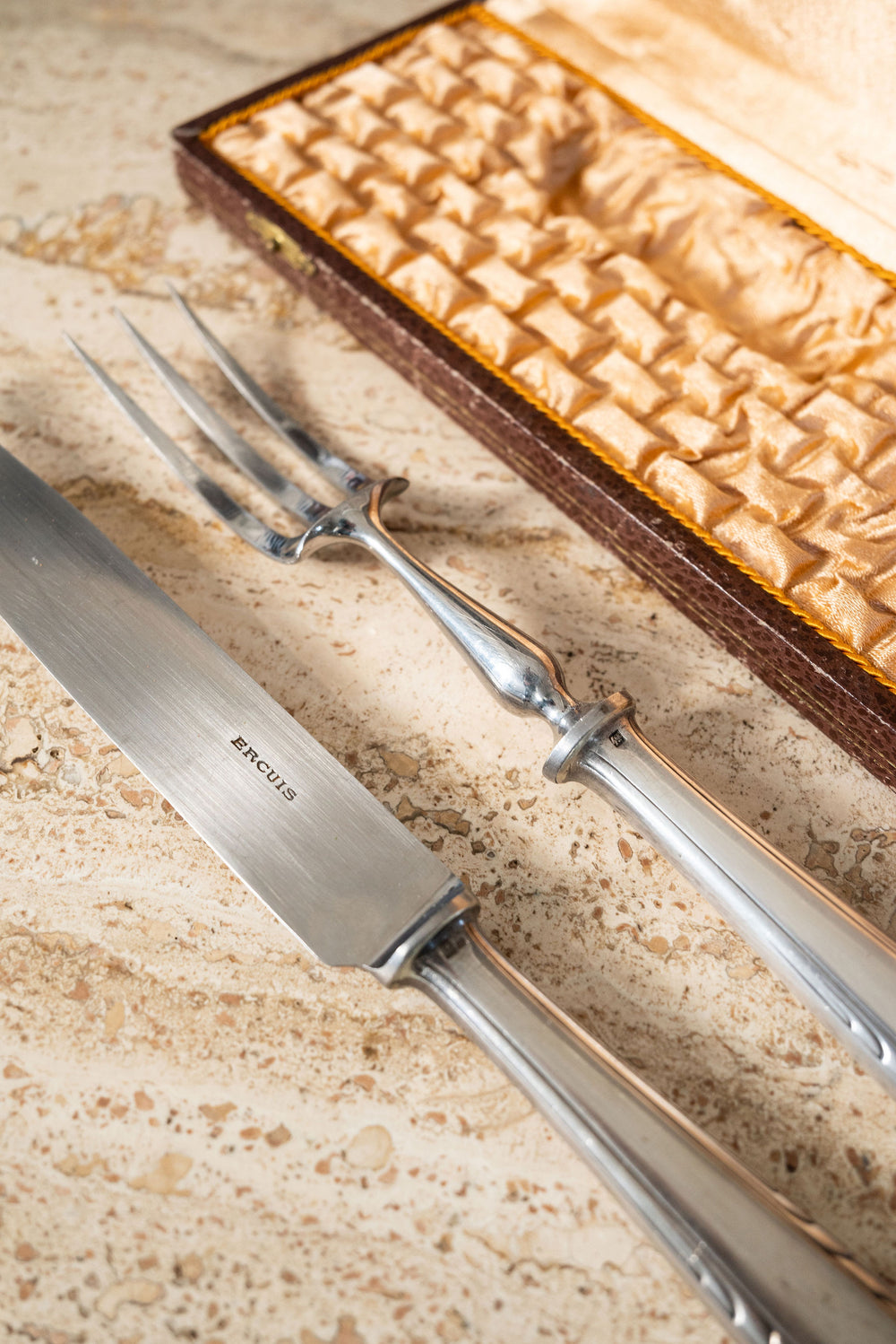 vintage french Ercuis silver carving set