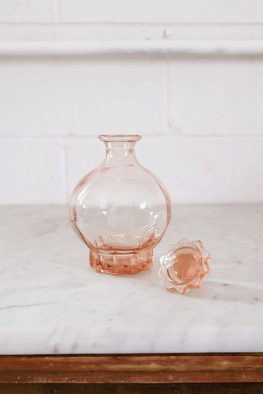 vintage french pink glass decanter set