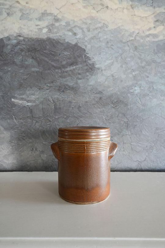 vintage french stoneware lidded pot