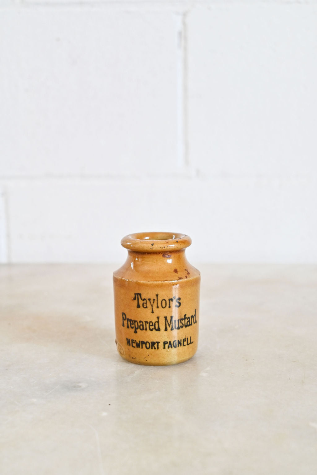 vintage stoneware advertising jar "taylor's prepared mustard"