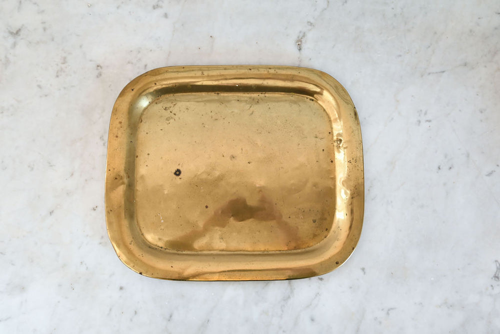 vintage french hammered brass serving tray